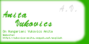 anita vukovics business card